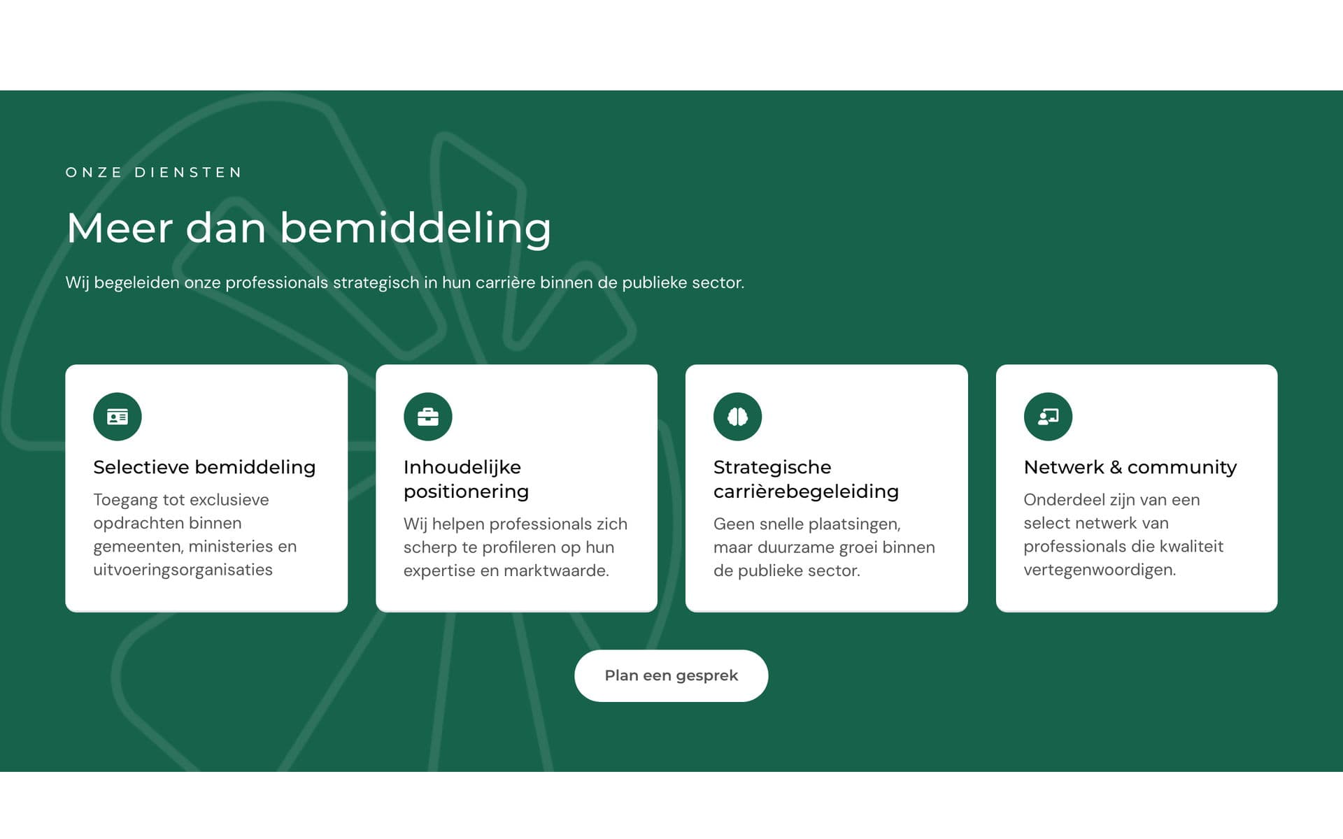 Vier bemiddelingsvormen met een knop naar een kennismaking