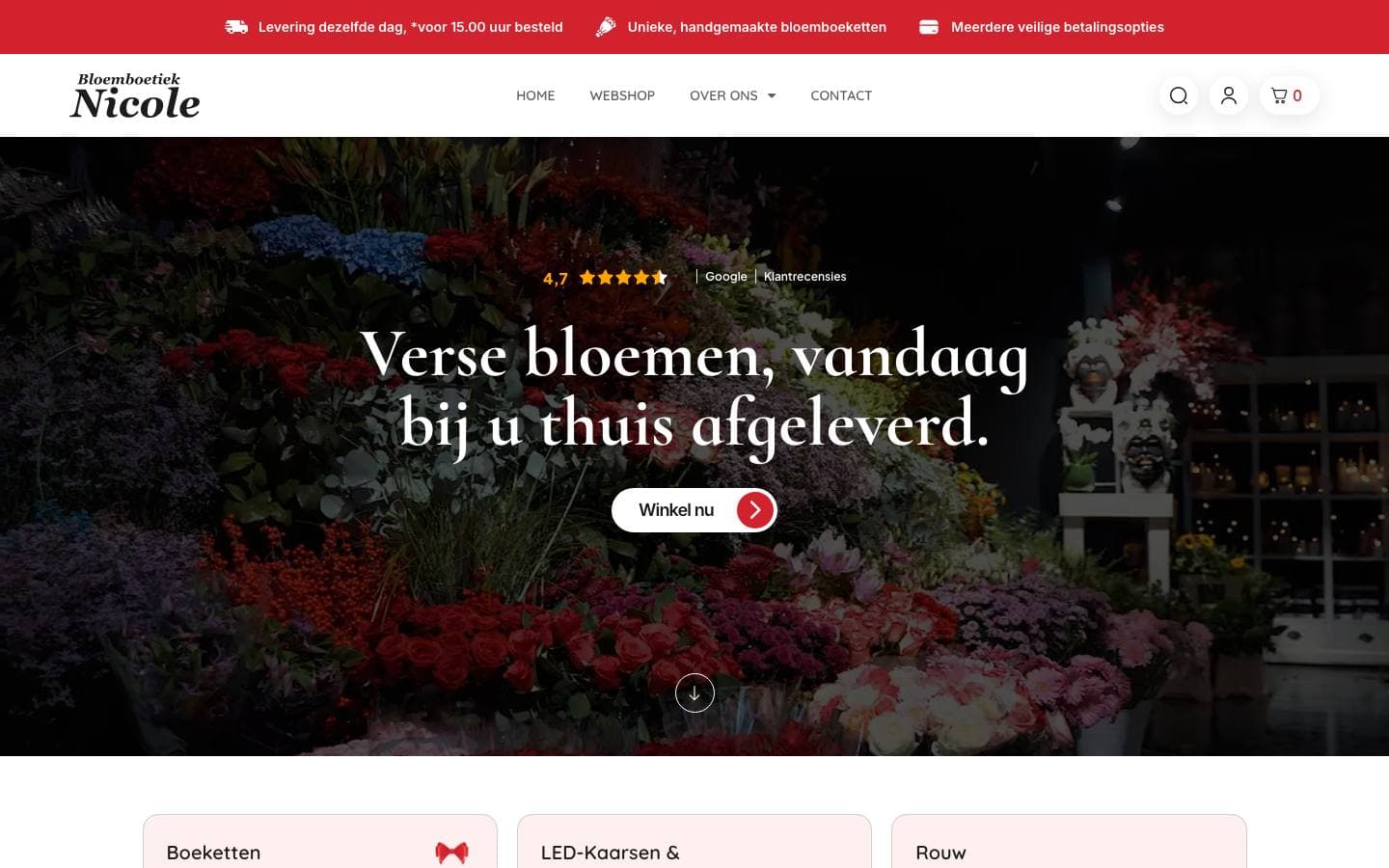 Website van Bloemboetiek Nicole