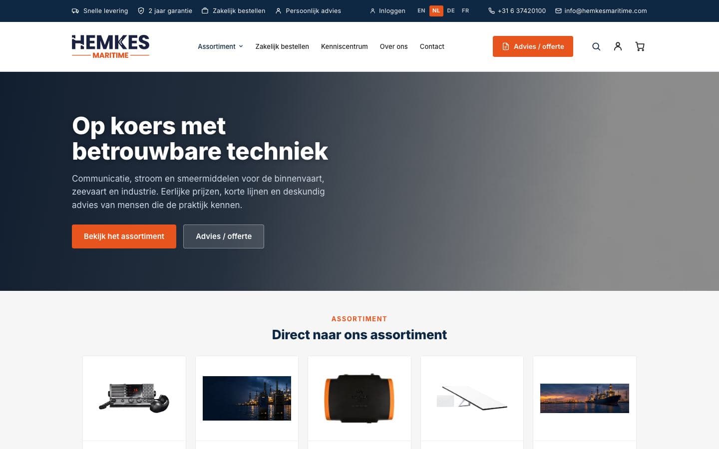 Website van Hemkes Maritime