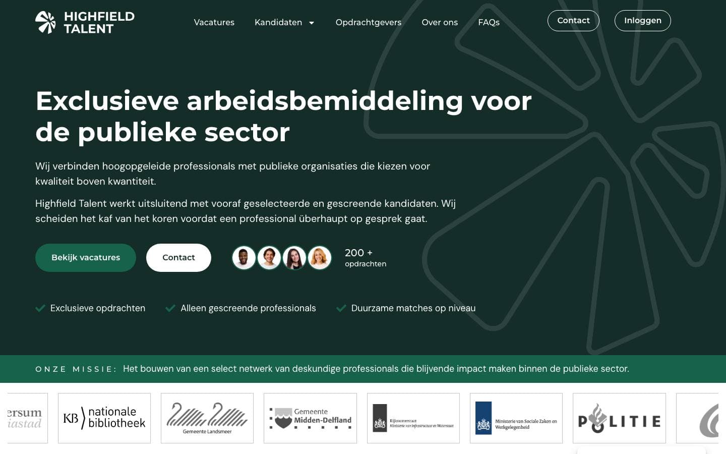 Website van Highfield Talent Group