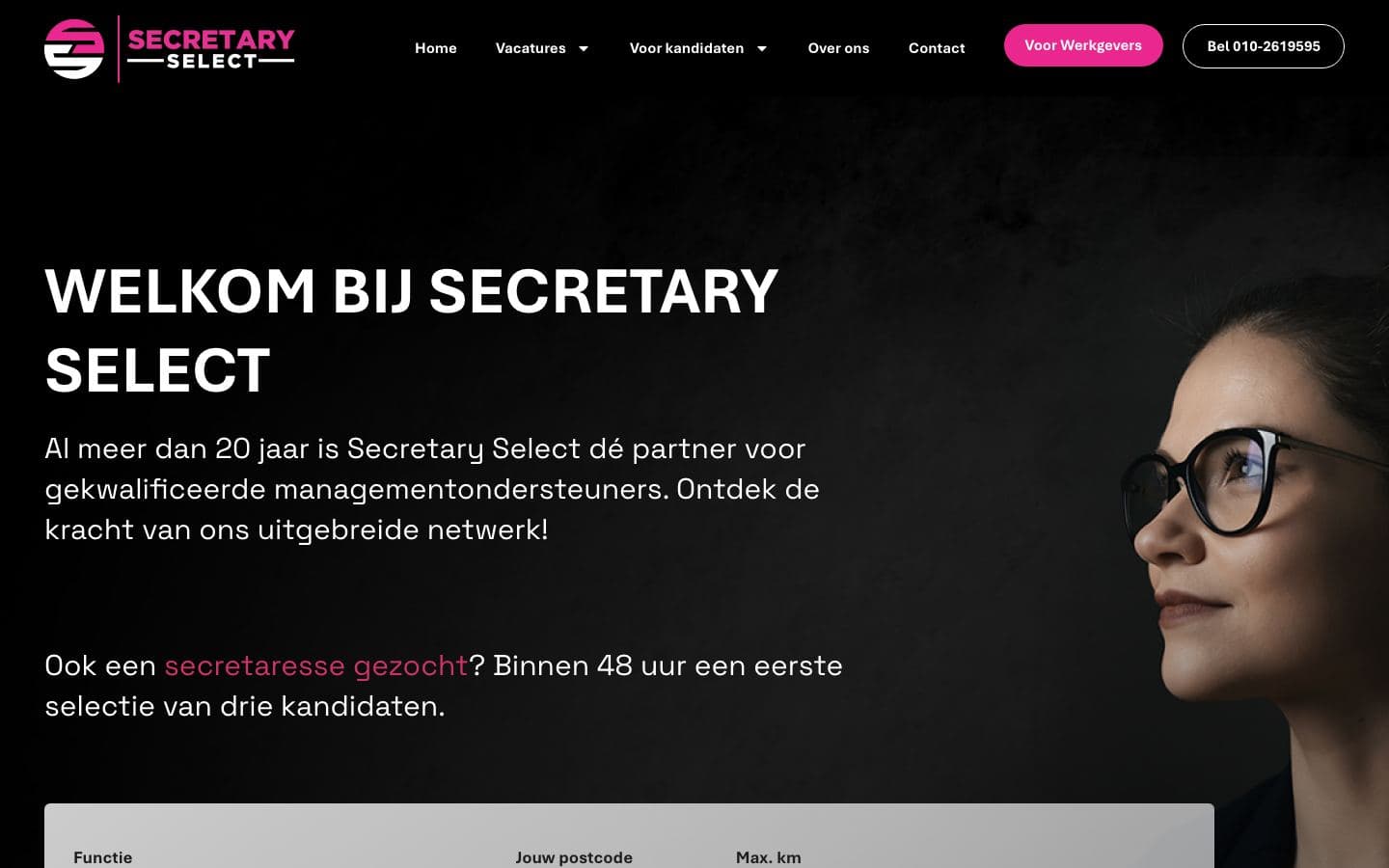Website van Secretary Select