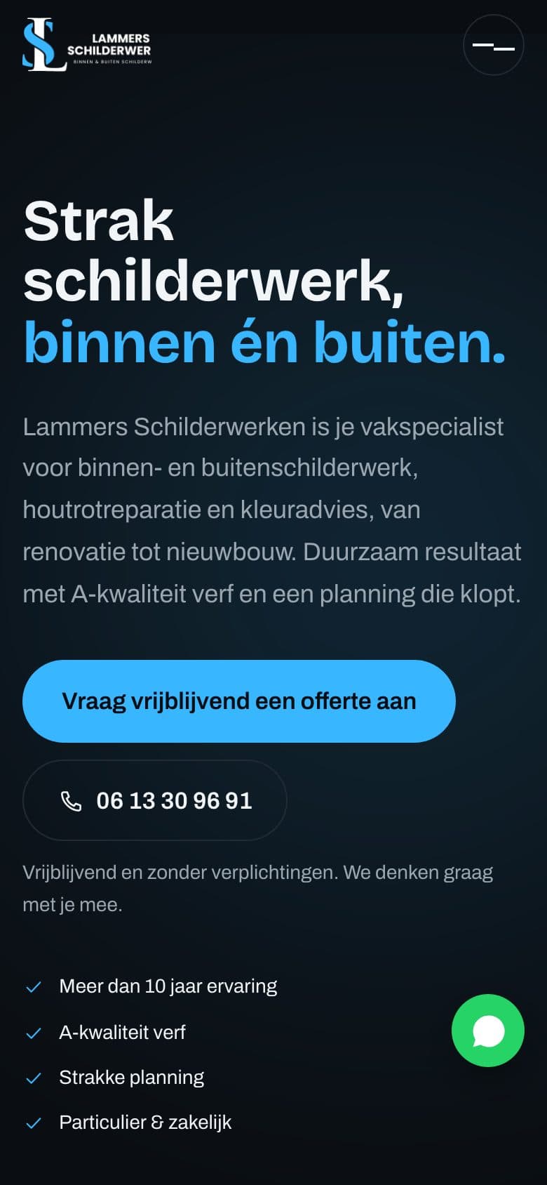 Offerte aanvragen of direct bellen, zonder te scrollen