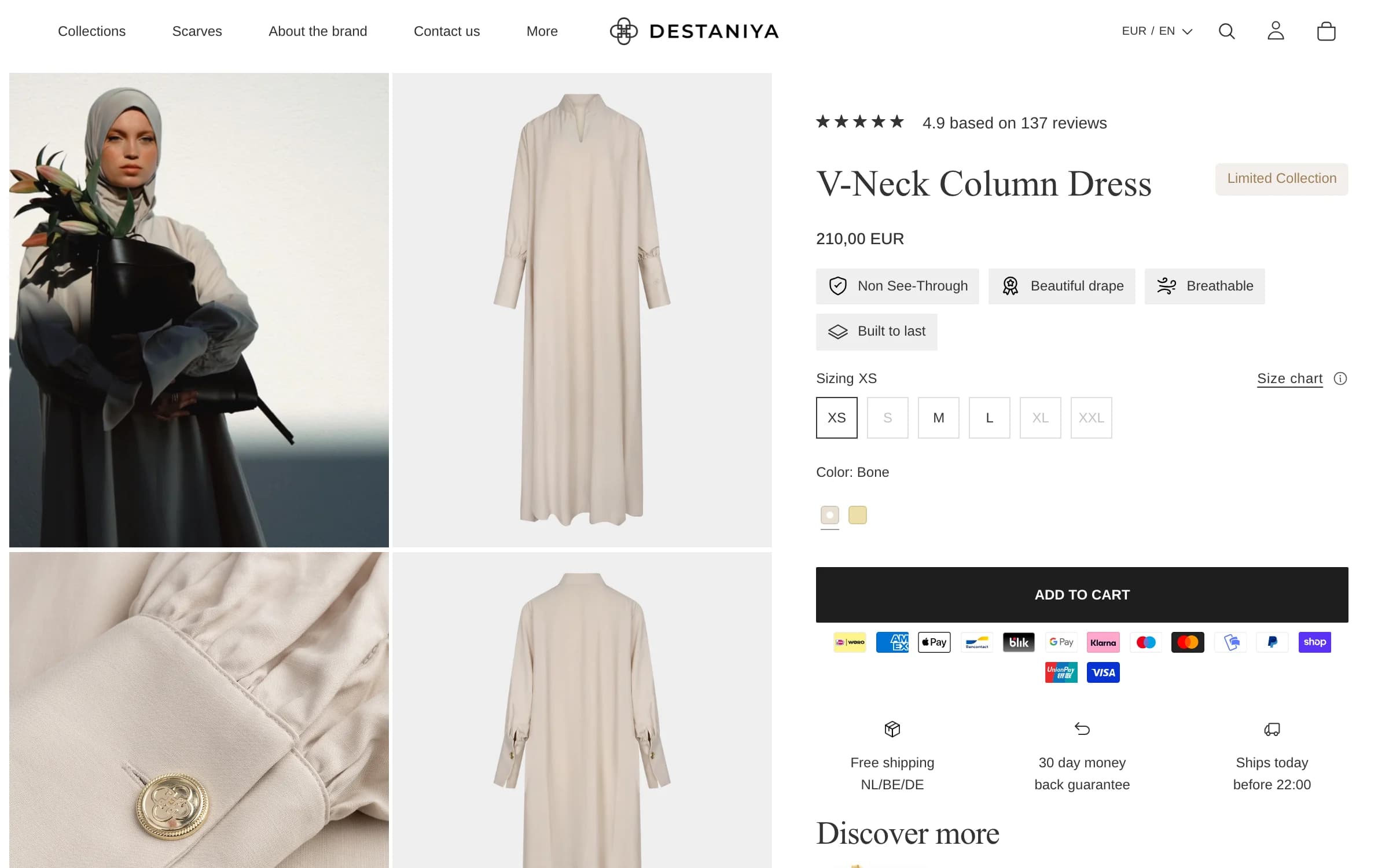 De productpagina: maatkeuze, reviews en direct afrekenen