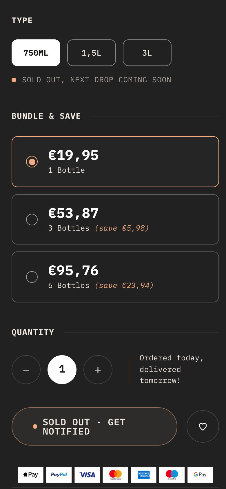 Dezelfde productpagina op een telefoon