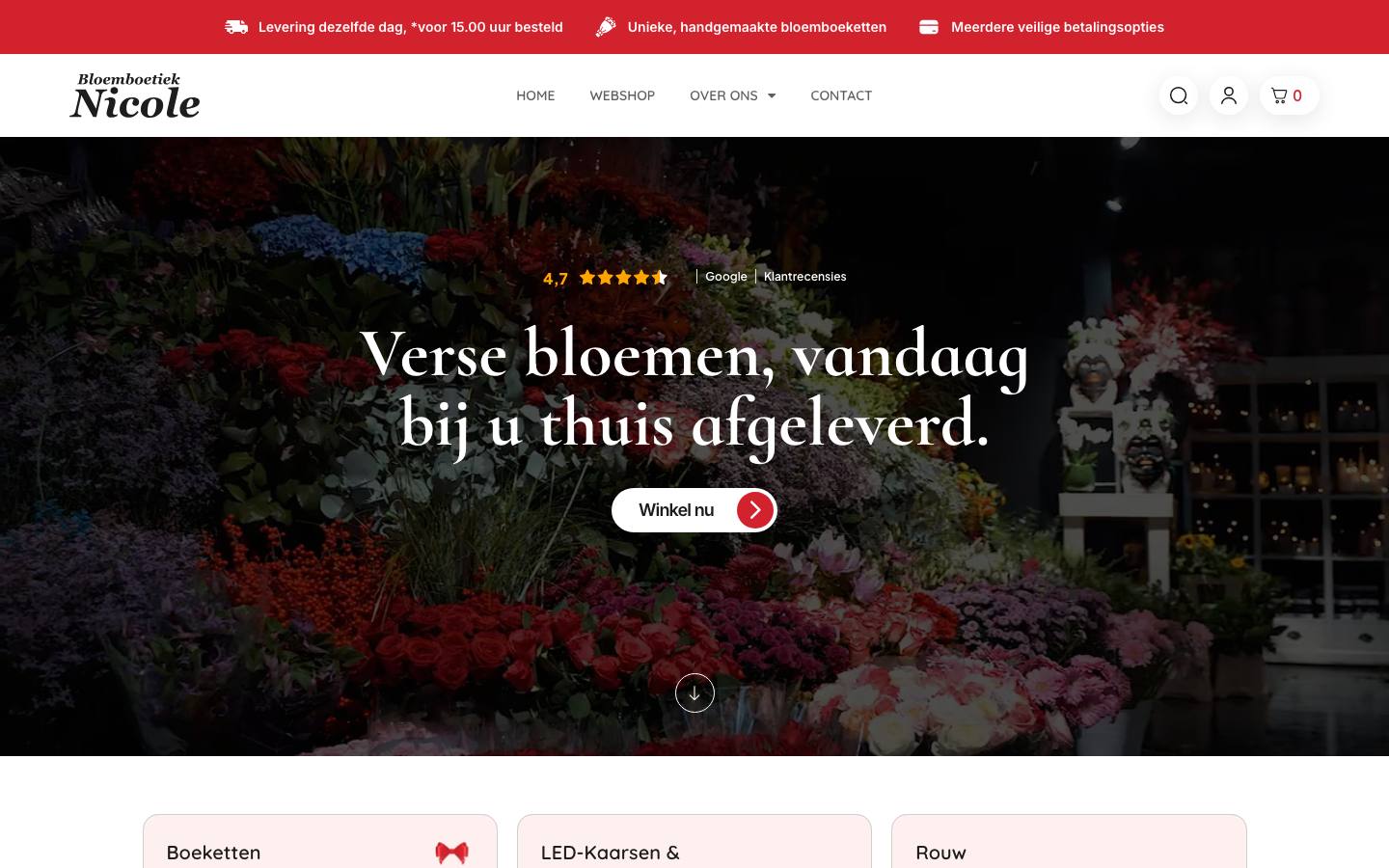 Website van Bloemboetiek Nicole