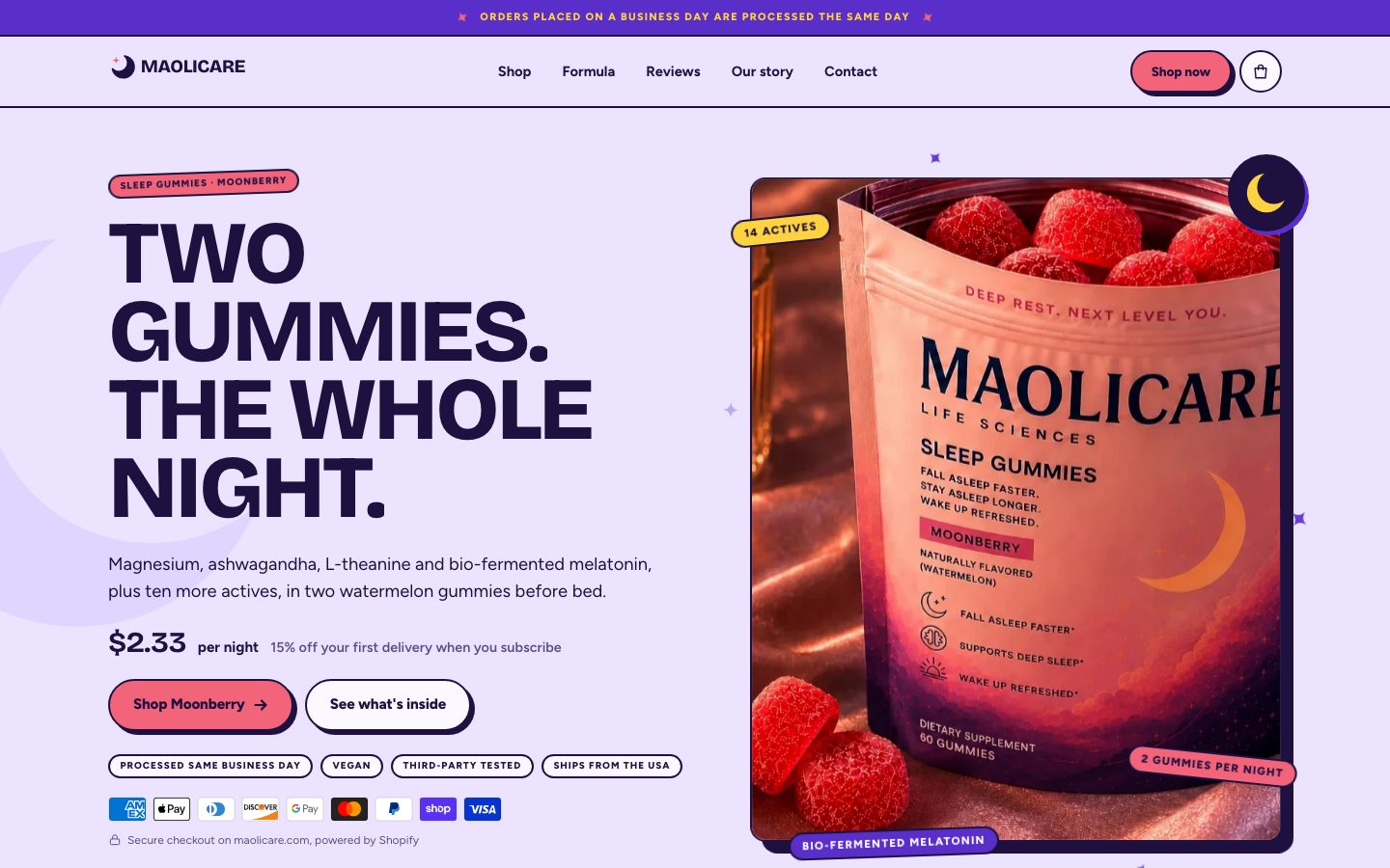 Homepage van MaoliCare