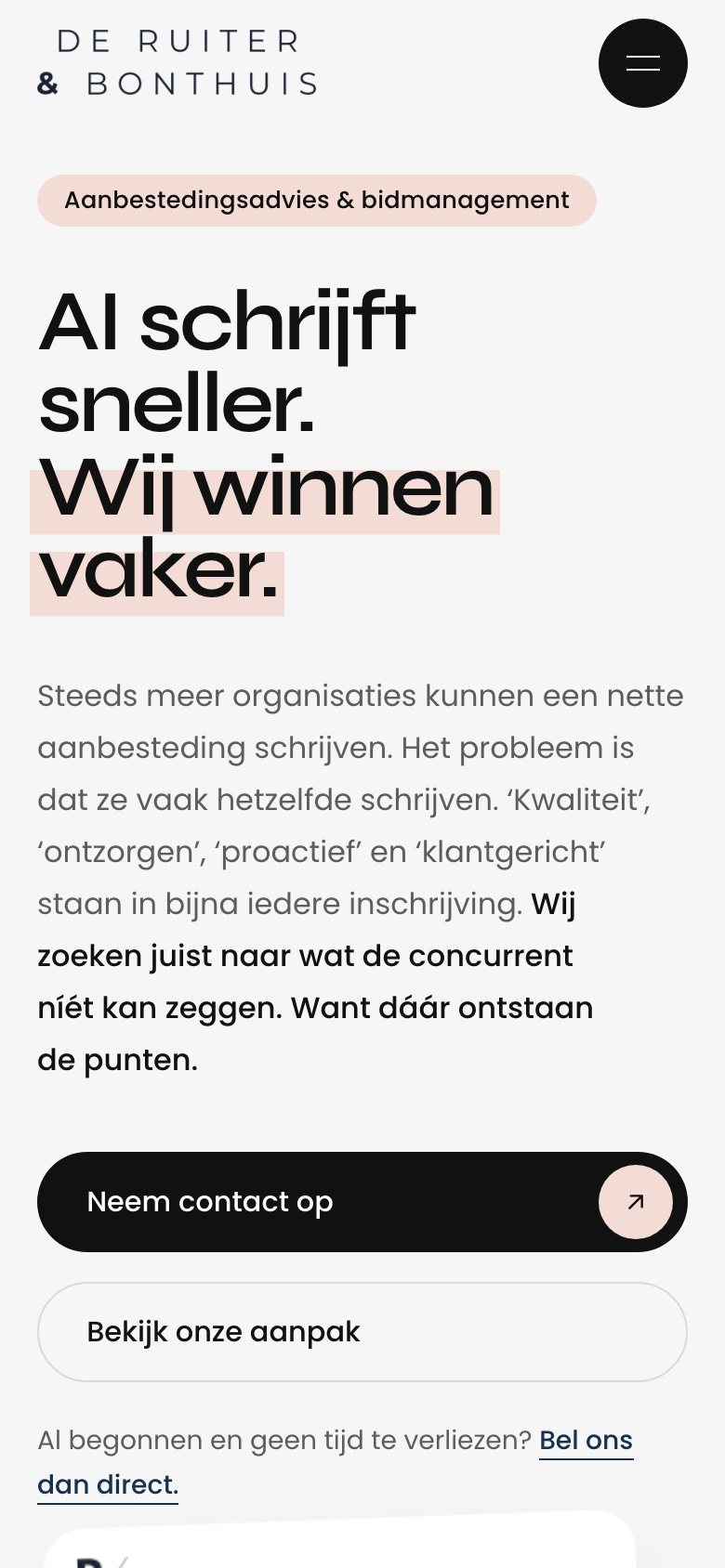 Op de telefoon staan de belofte en beide knoppen direct in beeld