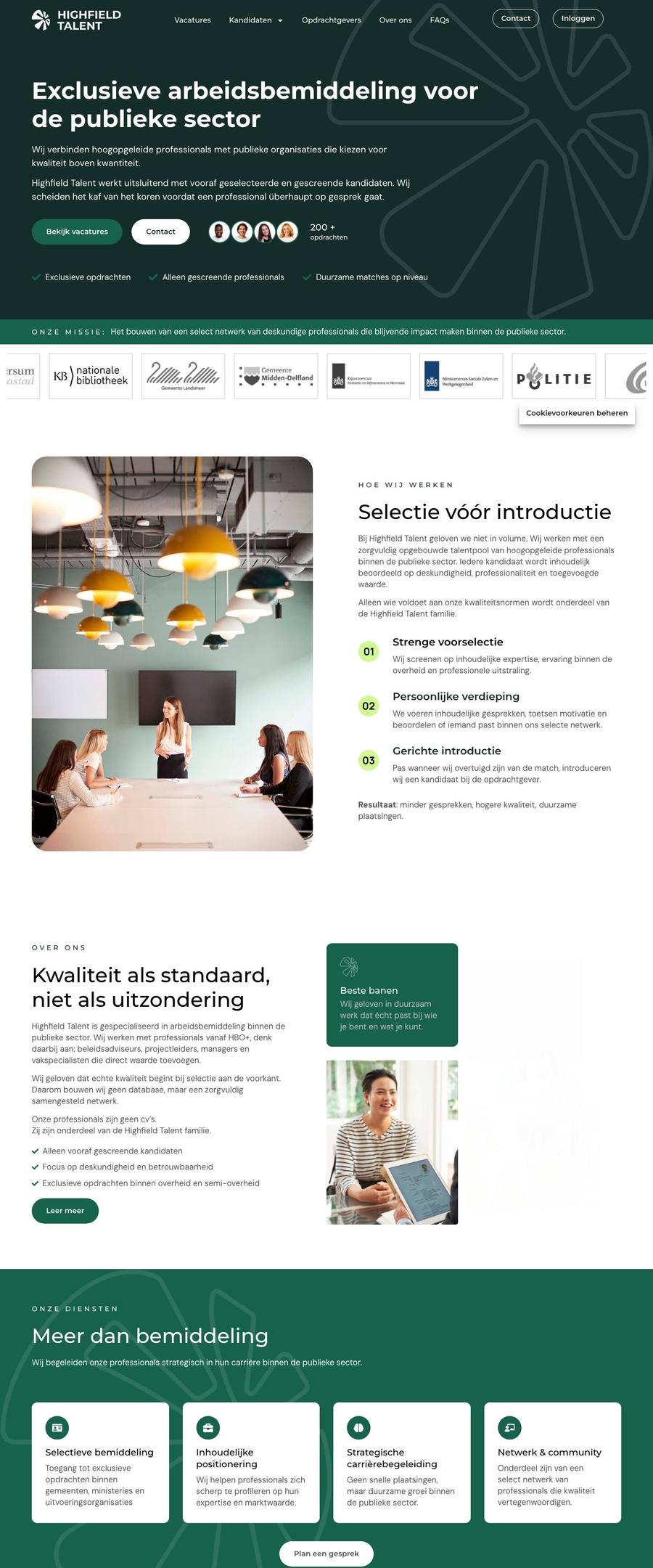 Website van Highfield Talent Group
