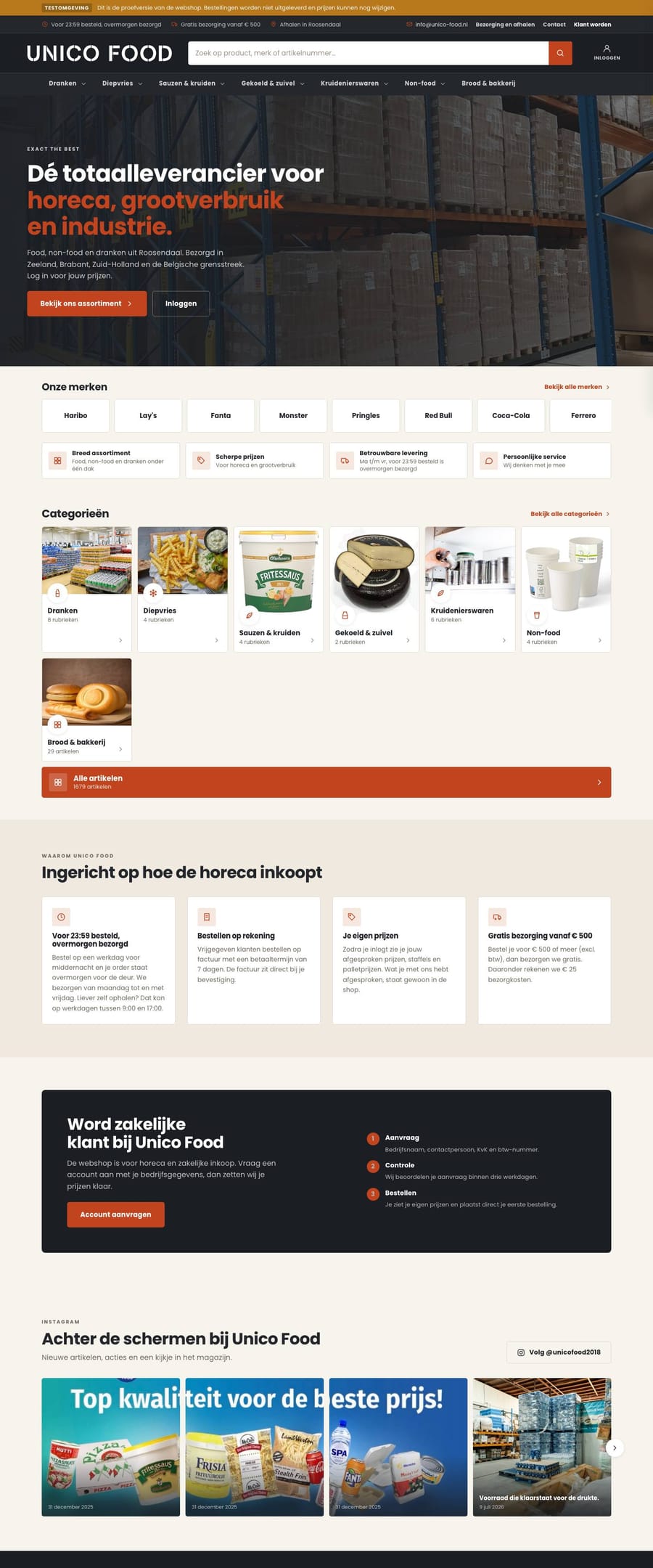 B2B-bestelomgeving van Unico Food